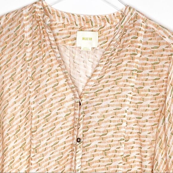 Anthropologie Maeve Lena Yarn Dyed Printed Tunic Top Small - Picture 10 of 15